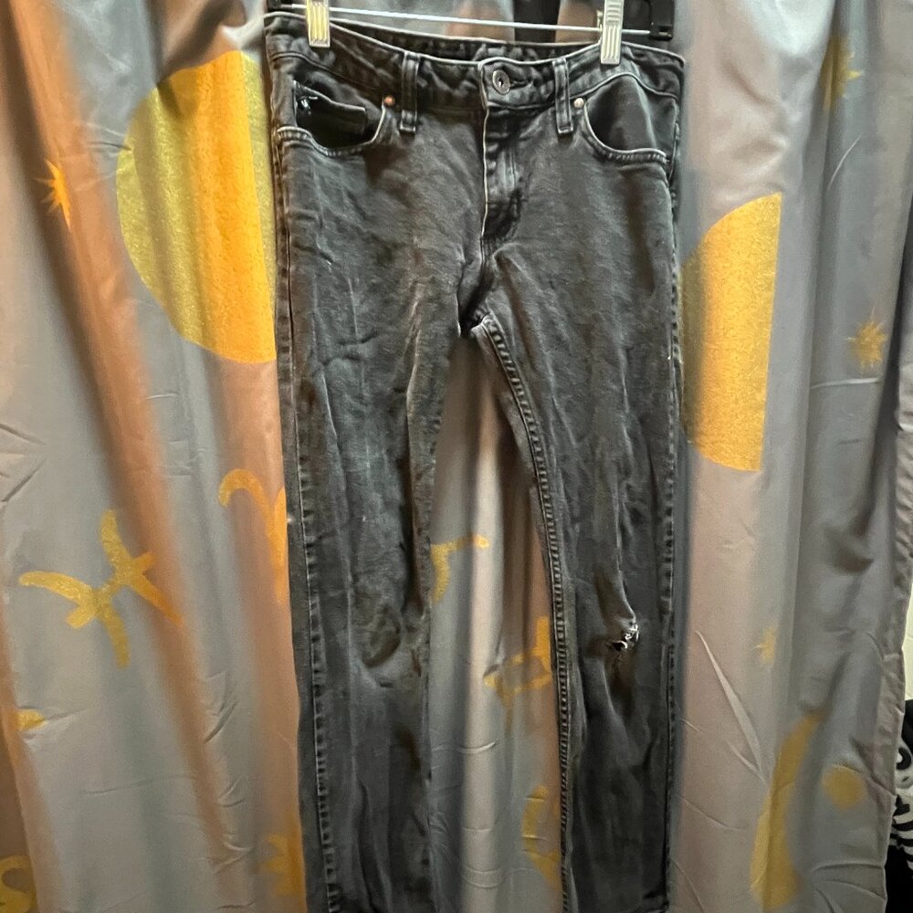 Vintage Vans Jeans Men's 28x30 Gray Grey/Black Distressed Straight Leg Jeans